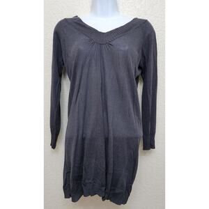 Gotha Gray Charcoal Pleated V Neck Tie Back Closure Top Small Lightweight Soft